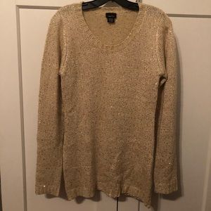 Gold sequin knot sweater